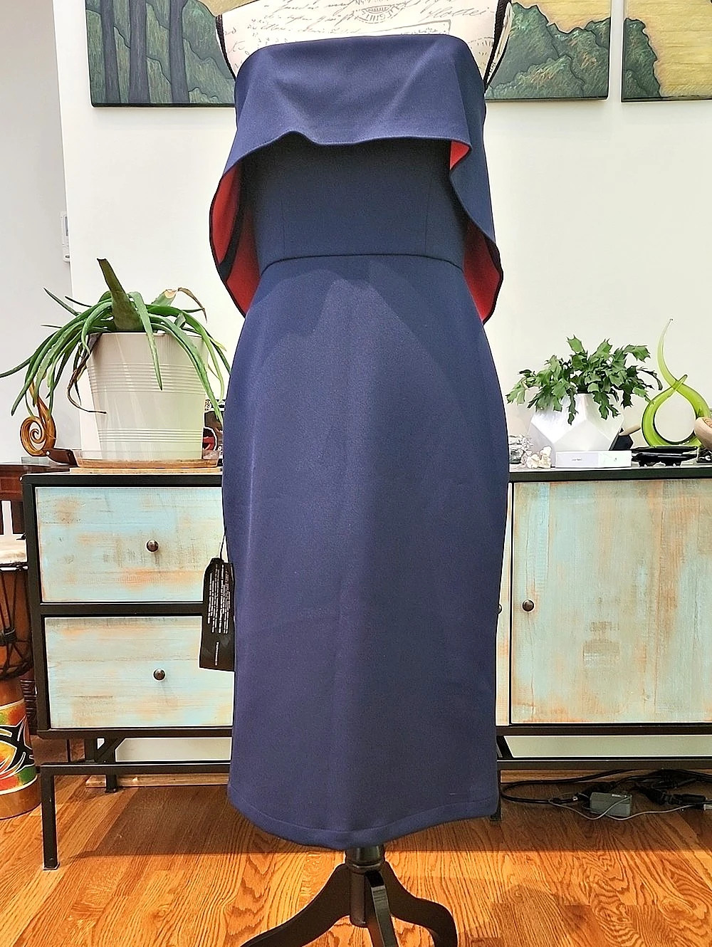BCBGMAXAZRIA "Montana" Strapless Ruffle Overlay Midi Dress, Size 8 - NWT